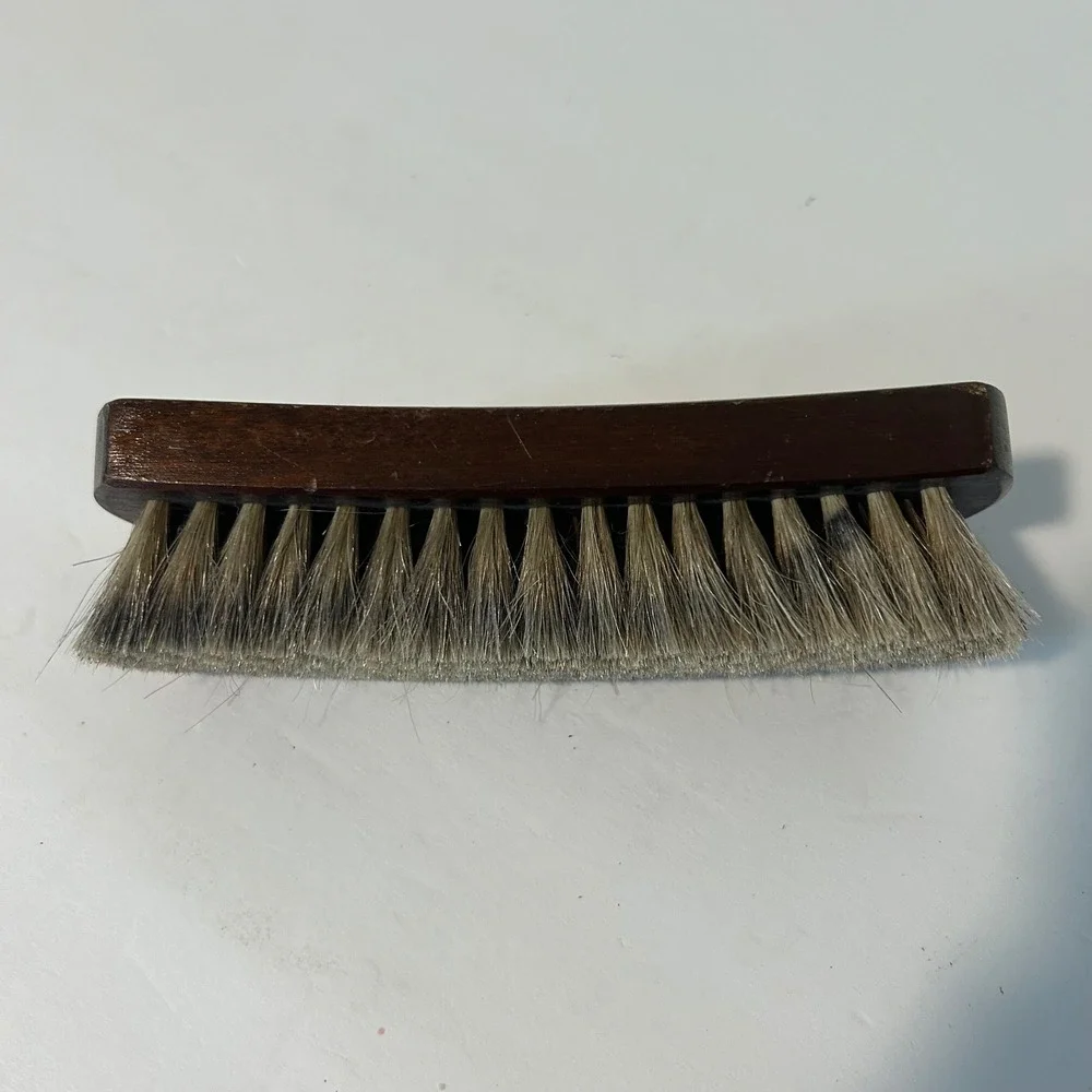 Star 100% Horsehair Shoe Shine Brush Brown Vintage Excellent Wood Made in Brazil
